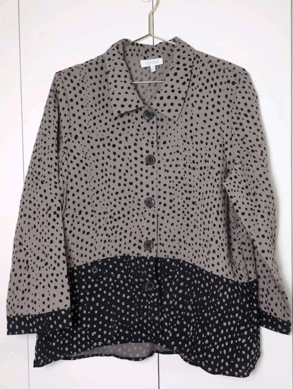 Habitat Clothes to Live In Women Medium Dot Print Button Up Shirt Blouse MediumH